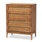 Baxton Studio Ramiel MidCentury Modern Ash Walnut Finished Wood and Rattan 4Drawer Chest 215-12426-ZORO - alternate 3